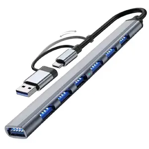 Upgraded 3.0 2-8 USB Extender High Speed Hub 7-Port Dock Splitter Multifunctional Electricity Splitter for Efficient Connectivity