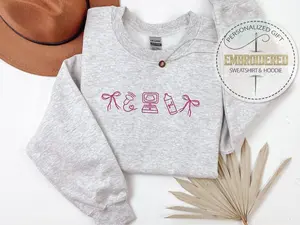 Embroidered Sonographer Icons, Ultrasound Tech Sweatshirt, Medical Hoodie, Coquette Bow Accent, Hospital Crew Style, Nurse Graduation Gift