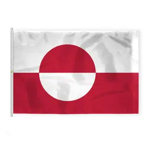 AGAS Greenland Flag 8 x 12 ft - Single Sided 200D Nylon Outdoor National Flag with 6 Needle Lock Stitched Fly Hem, Heavy Canvas Header, Rope Thimble and Brass Grommet for Large Pole Display