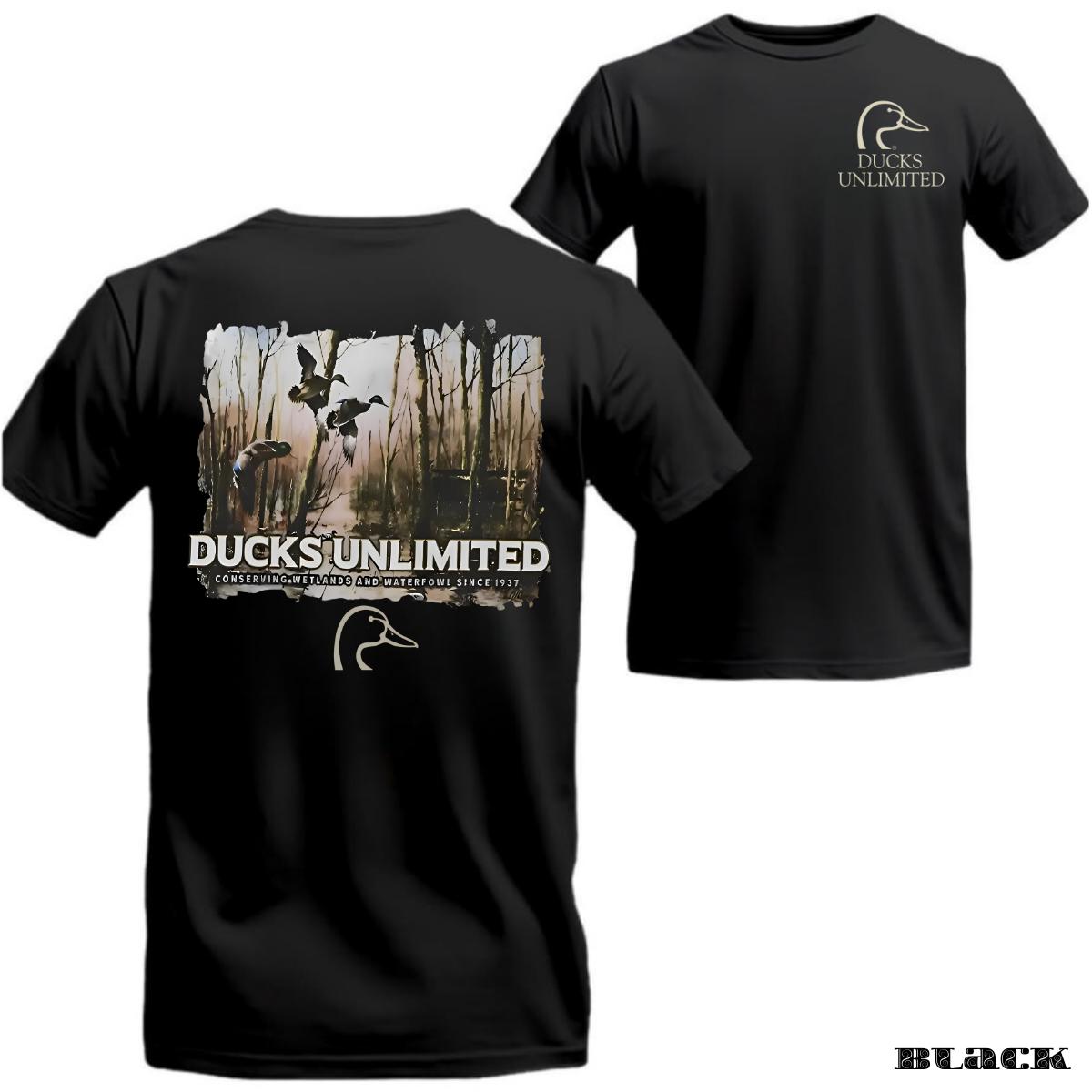Ducks Unlimited Hunting T-Shirt – Duck Conservation Since 1937 Graphic Tee, Outdoor Waterfowl Short Sleeve Apparel For Men Women Unisex Menswear Top