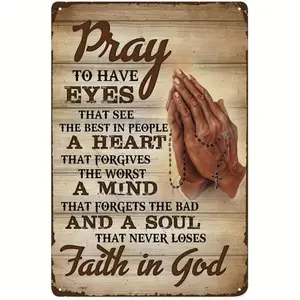 Pray To Have Faith in God Metal Sign, Rustic Farmhouse Design, Wall Decor, Wall Art, Garden Decor, Home Decor, Garden Statues for Outdoor Yard Lawn Decoration