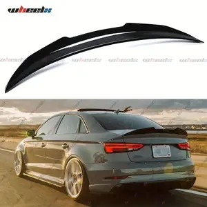 Rear Trunk Spoiler Compatible with 2014-2020 for AUDI A3 S3 RS3, High Kick PSM Style Duckbill Spoiler Fits for 14-20 Sedan(Glossy Black/Carbon Fiber), Exterior Spoiler Wing Lip, WHEELX