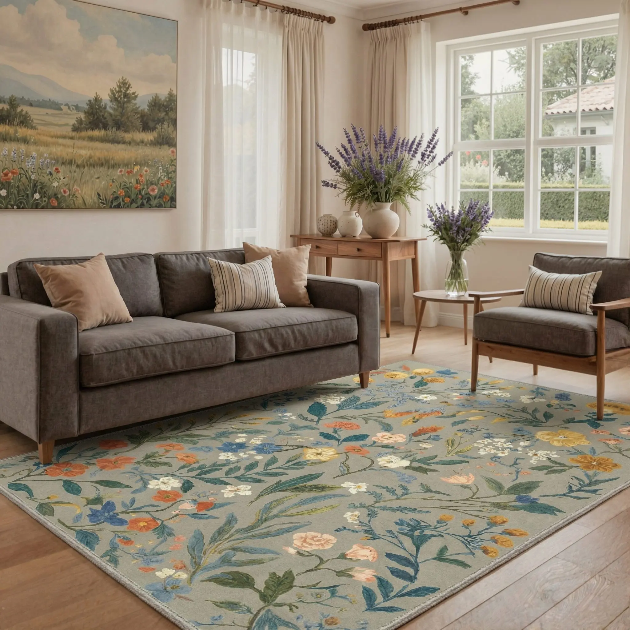 【Deals For You Days】BEIMO Soft Area Rug – Non-Slip, Pet Friendly, Machine Washable Floor Rug, Home Carpet Perfect for Living Room, Bedroom, Kitchen, Hallway Decor ,ARF034-BLOOM