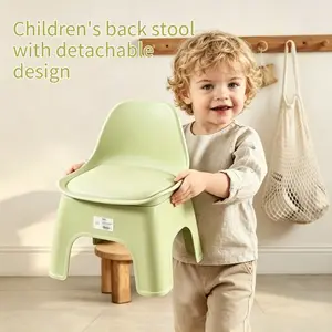 Small chair with backrest, ergonomic thickened non-slip base footrest, smooth and safe edge elevated stool, suitable for children, home, bathroom, toilet, living room, and bedroom, sturdy and durable small chair, multi-purpose use, green|gray|orange