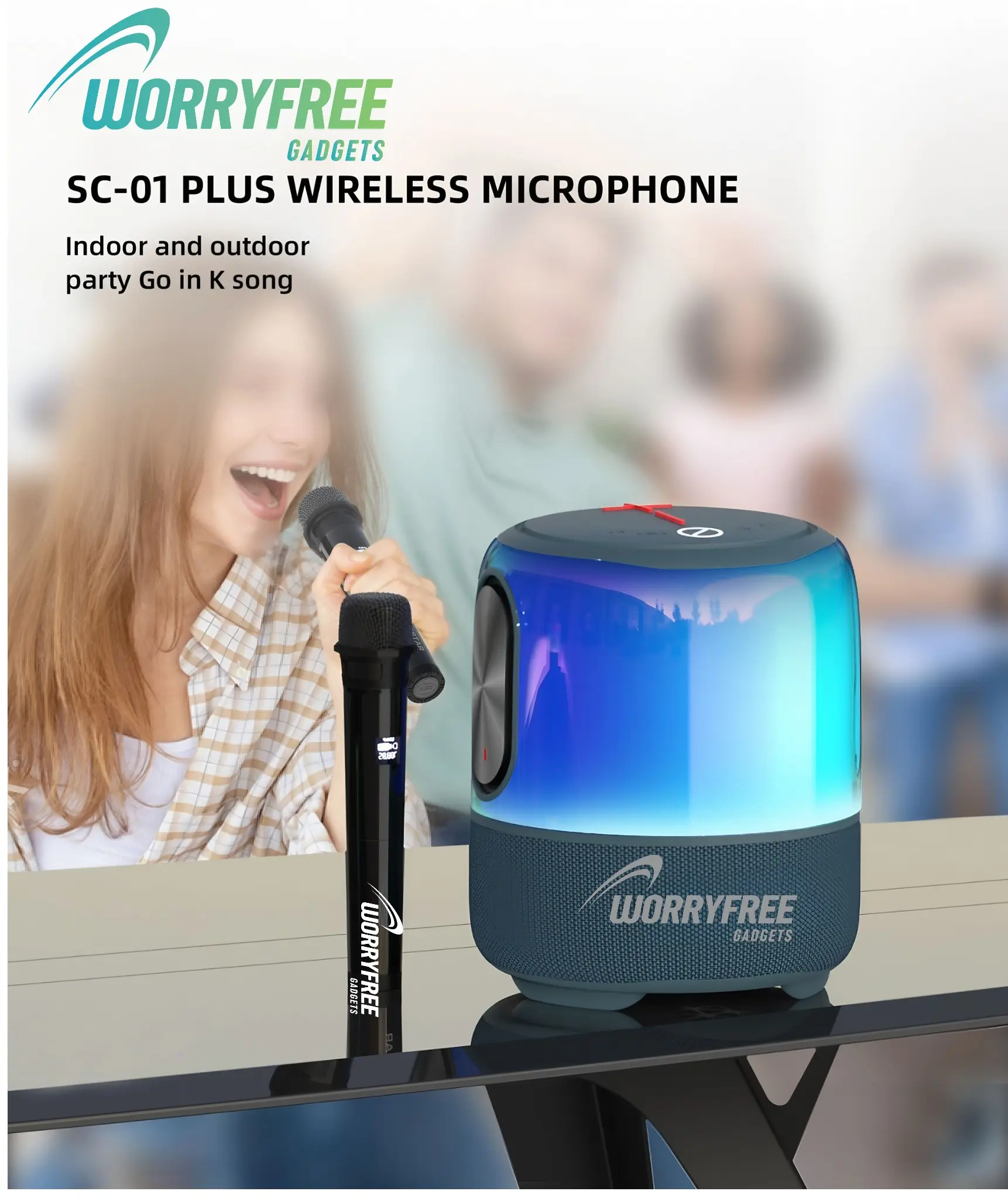 60W Portable Waterproof Bluetooth Party Speaker with RGB Lights