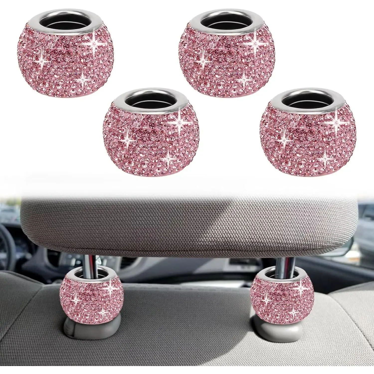 4 count  Headrest Collars, Bling  Rest Collars Rings Decoration, Rhinestone  Seat Headrest Ring,   Interior  Seat Accessory for  SUV