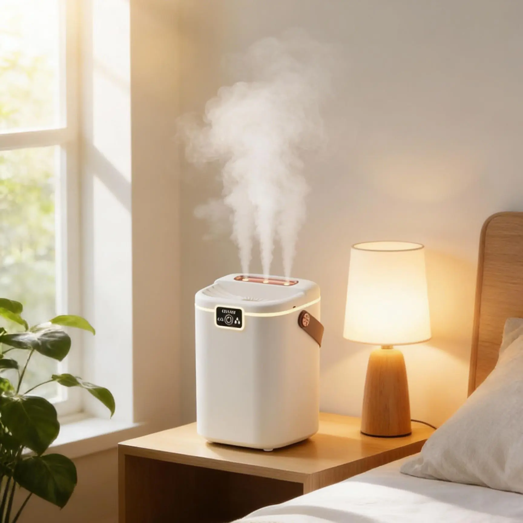 2L Smart Cool Mist Humidifiers with 3 Nozzles | 4 Modes & Super Quiet Noiseless Humidifier | for Large Bedroom, Office, Plants | Night Light & Auto Shut-off | USB Powered Humidifier Machine