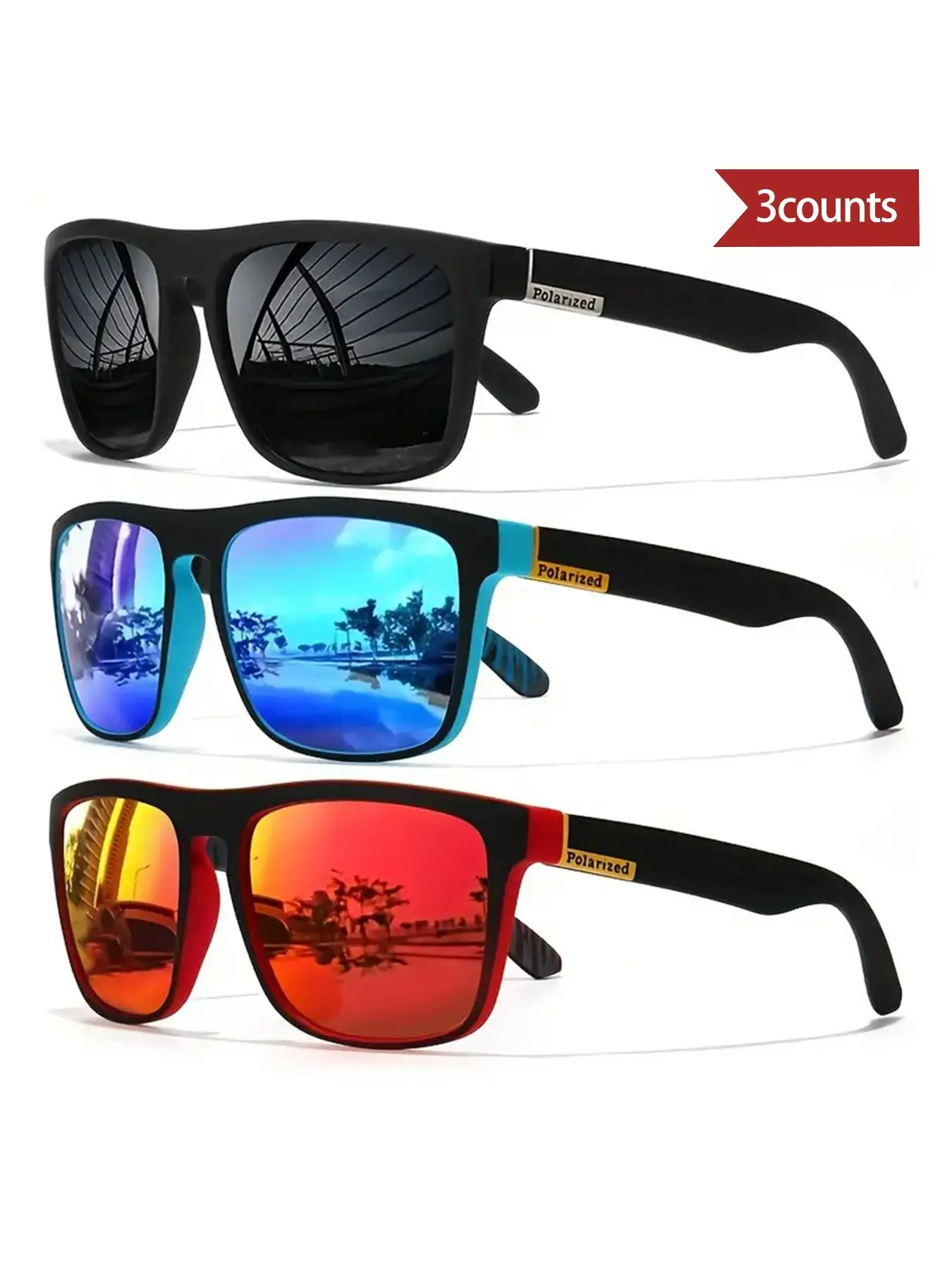 Unisex Sporty Minimalist Tinted Lens Glasses , Trendy Beach Eyewear, Summer Travel Accessories, Trendy Casual Square Frame Glasses for Everyday Use, F