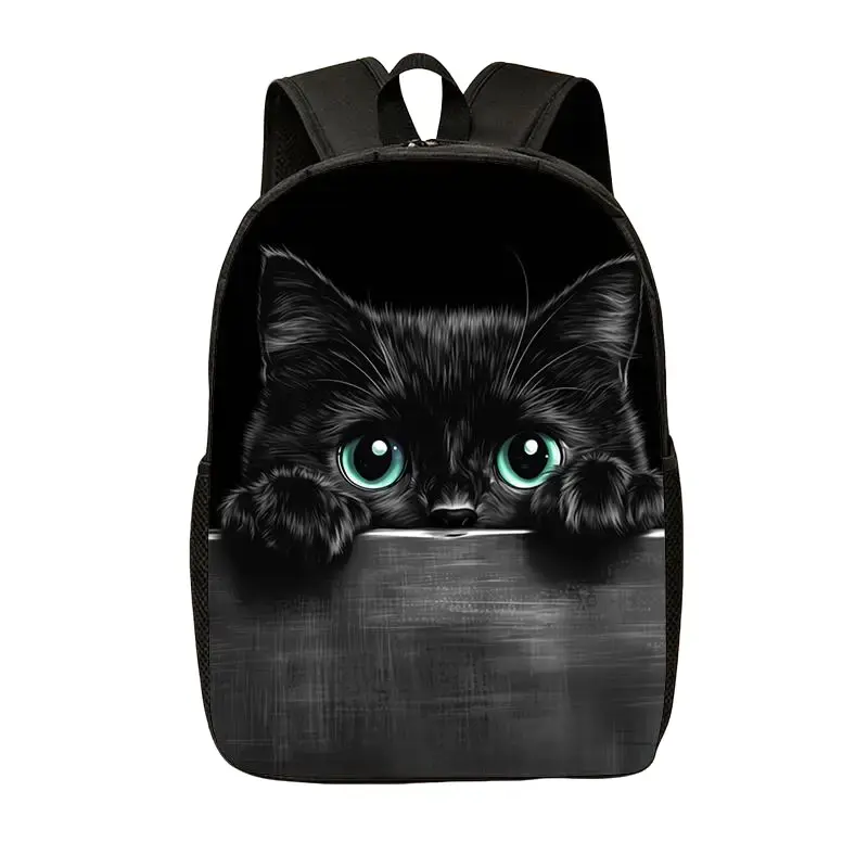 Cute Shy Kitten Backpack, Lightweight Large Capacity Daypack with Adjustable Straps & Side Pockets, Durable Laptop Bookbag for School, Commute, Travel, Hiking, Adorable Cat Lover Gift for Women Girls