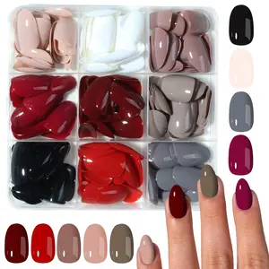216pcs Short Oval Fake Nails Set, Glossy Finish, Detachable Press-On Nails, Y2K Style, Acrylic Nail Storage Box, Women Girls Daily Wear, Nail Kit Set, Nail Art Products