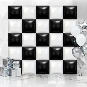 25 Pcs Square Balloons, Metallic Square Foil Balloons Wall Backdrop, Double Sided Mylar Balloons Tunnel Arch Kit for Anniversary Wedding Birthday Shower Party Decorations (Black and White)