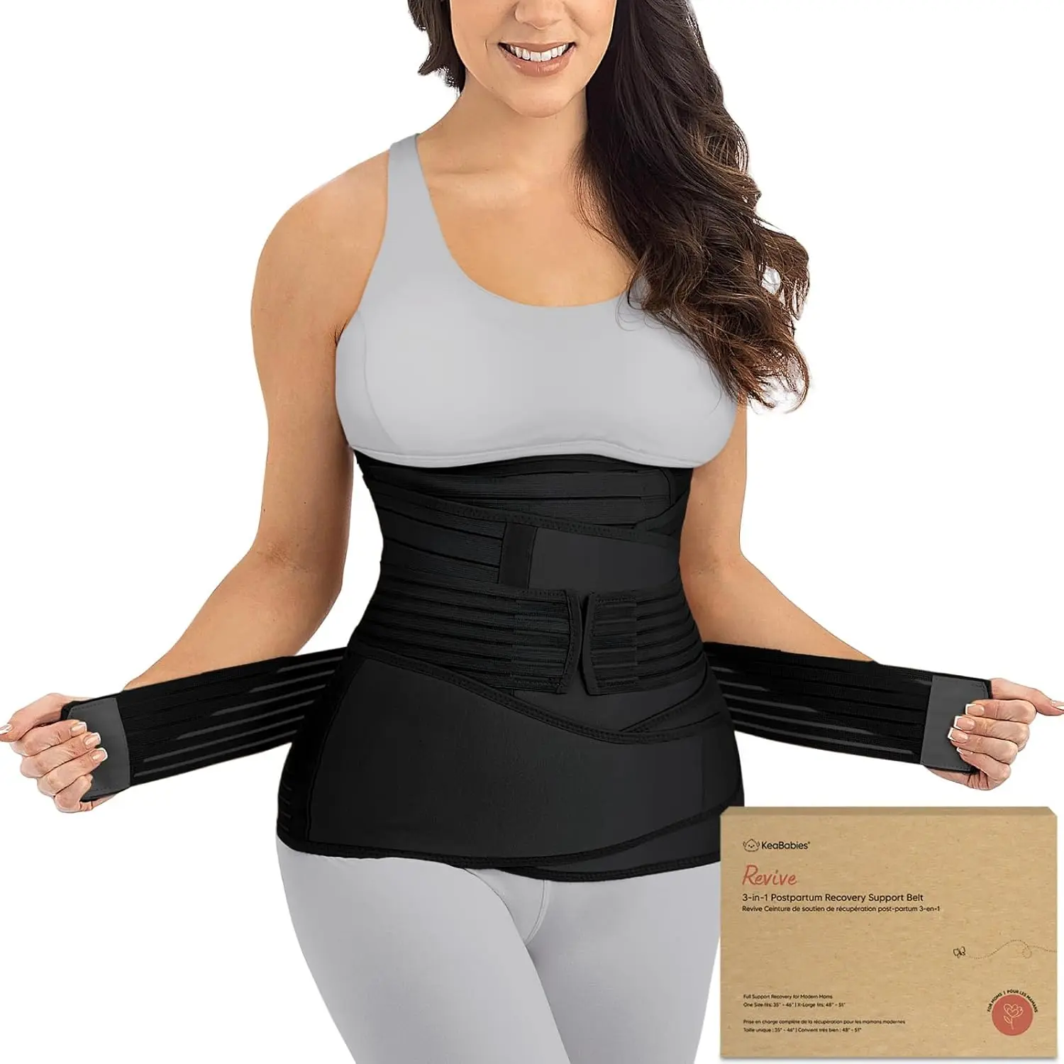 3-in-1 Postpartum Recovery Support Belt – Adjustable Abdominal, Waist & Pelvic Support Wrap After Childbirth (Midnight Black, M/L)