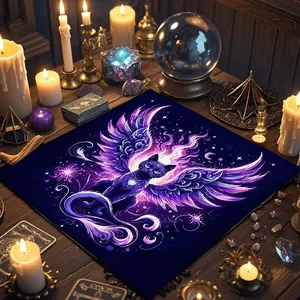 1 Piece Winged cats decorate tarot tablecloths, tarot card reading cloths, altar ceremony cloths, tarot scholars use tarot card astrology spreading cloths, home fabric decorations.