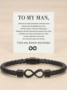 To My Man, Eternal Infinity Leather Bracelet Infinity Symbol Bracelet Husband Gifts from WifeI Love You Forever and Always Bracelets Boyfriend Anniversary Birthday Christmas Fathers Gifts for Men Son Grandson Heartfelt Gift Elegance