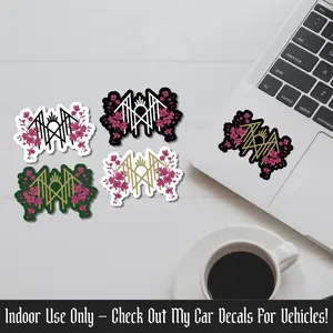 Even In Arcadia Sleep Token Band Logo Sticker With Pink Flowers – Even In Arcadia Inspired Vinyl Sticker for Fans of Vessel and Alt Music Aesthetics – Floral Emotional Metal Design for Laptops, Water Bottles, Journals, and Alt Girl Merch on TikTok Shop