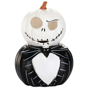 8.25" Jack Skeleton Light Up Pumpkin Decoration