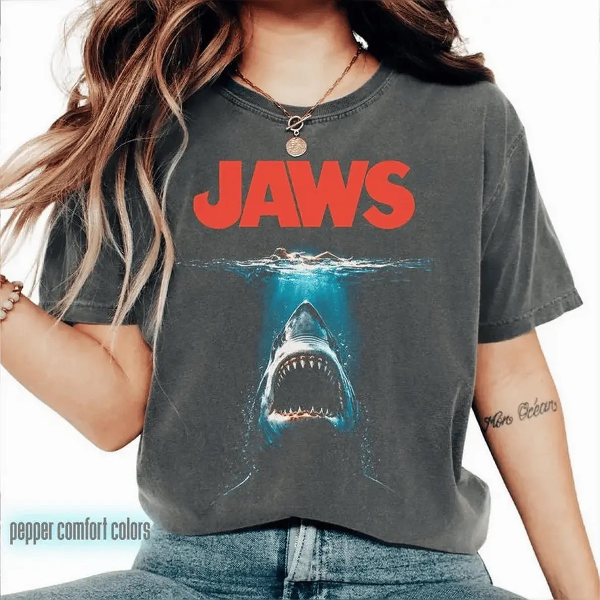Vintage Jaws T-Shirt Classic Fan Movie Tee Effortless Cotton T-Shirt