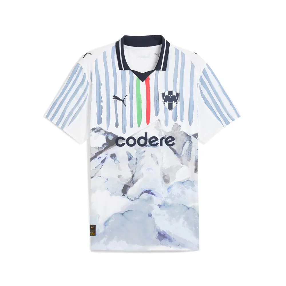 PUMA Mens X Kidsuper Cf Monterrey Authentic Collared Short Sleeve Replica Jersey Soccer Cleats  - White