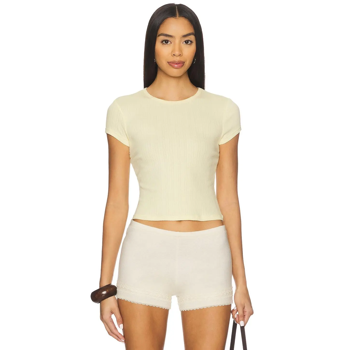 Free People x Intimately Wait A Minute Baby Tee in Banana Cream