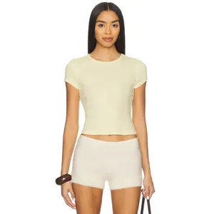 Free People x Intimately Wait A Minute Baby Tee in Banana Cream