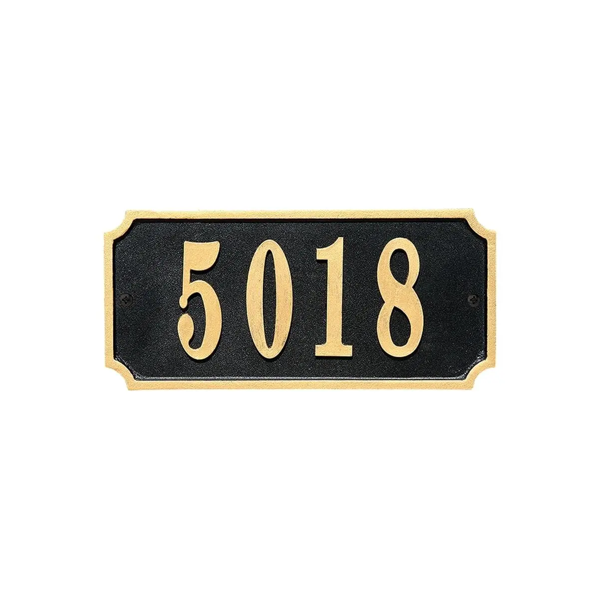QualArc WATR-REC-BL 16 in. Waterford Rectangle Cast Aluminum Address Plaque, Black with Gold Border, Home Decor Signs