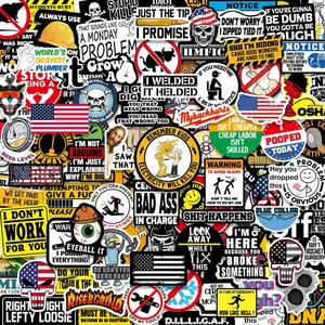150 PCS  Funny Hard Hat Stickers for Adults,UV-Resistant, Easy to Apply -  Tool Box, Helmet, Blue Collar Stickers, Prank Meme Vinyl Waterproof Decal for Mechanics, Electricians, Union, Military, Construction.