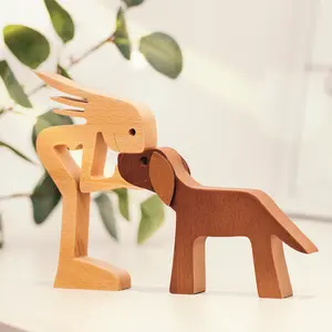 Gift - Woman With Dog Wooden Puzzle Sculpture, Cozy Home Decoration, Wooden Art Decor, Memorial Gift For Pet Lovers