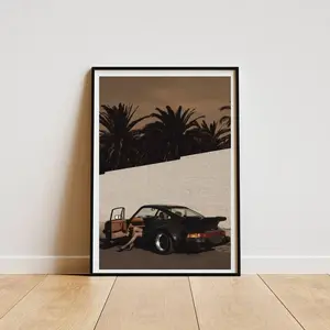 Porsche 911 Poster Black and White Wall Art, Retro Car Print, Vintage Photography, Classic Porsche Decor, Luxury Auto Portrait. No Frame