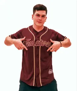 BROWN BASEBALL JERSEY WITH "TOMATEROS" PRINT