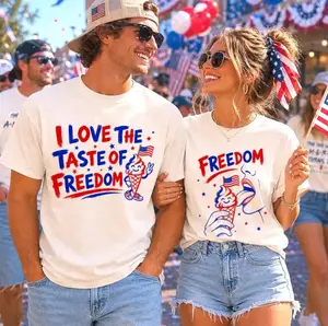 Comfort Colors I Love The Taste of Freedom Shirt, Matching Fourth of July Couple Shirts, Funny Couples Independence Day Tee, Red White Blue Graphic Tee
