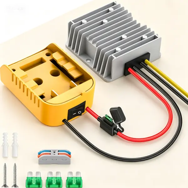 Heavy Duty DC Voltage Step-Down Buck Converter Transformer - 20V to 12V 20A 240W Power Tool Reducer with 30amp Fuse, Switch, Over-Discharge Protection for Golf Carts, Robotics, LED Strip Light (Battery Not Included)