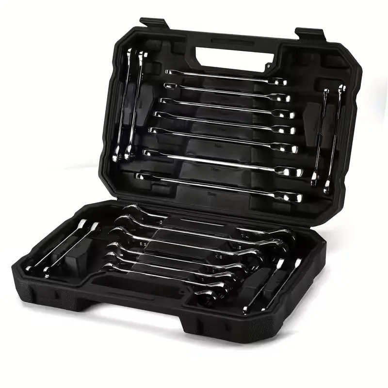22-piece dual-purpose ratchet wrench set, 72 teeth, metric 6-18mm, SAE 1/4-3/4", CR-V steel forged, equipped with a sturdy and durable plastic box. Suitable for motorcycle, car and machinery maintenance, daily use and as a gift choice.