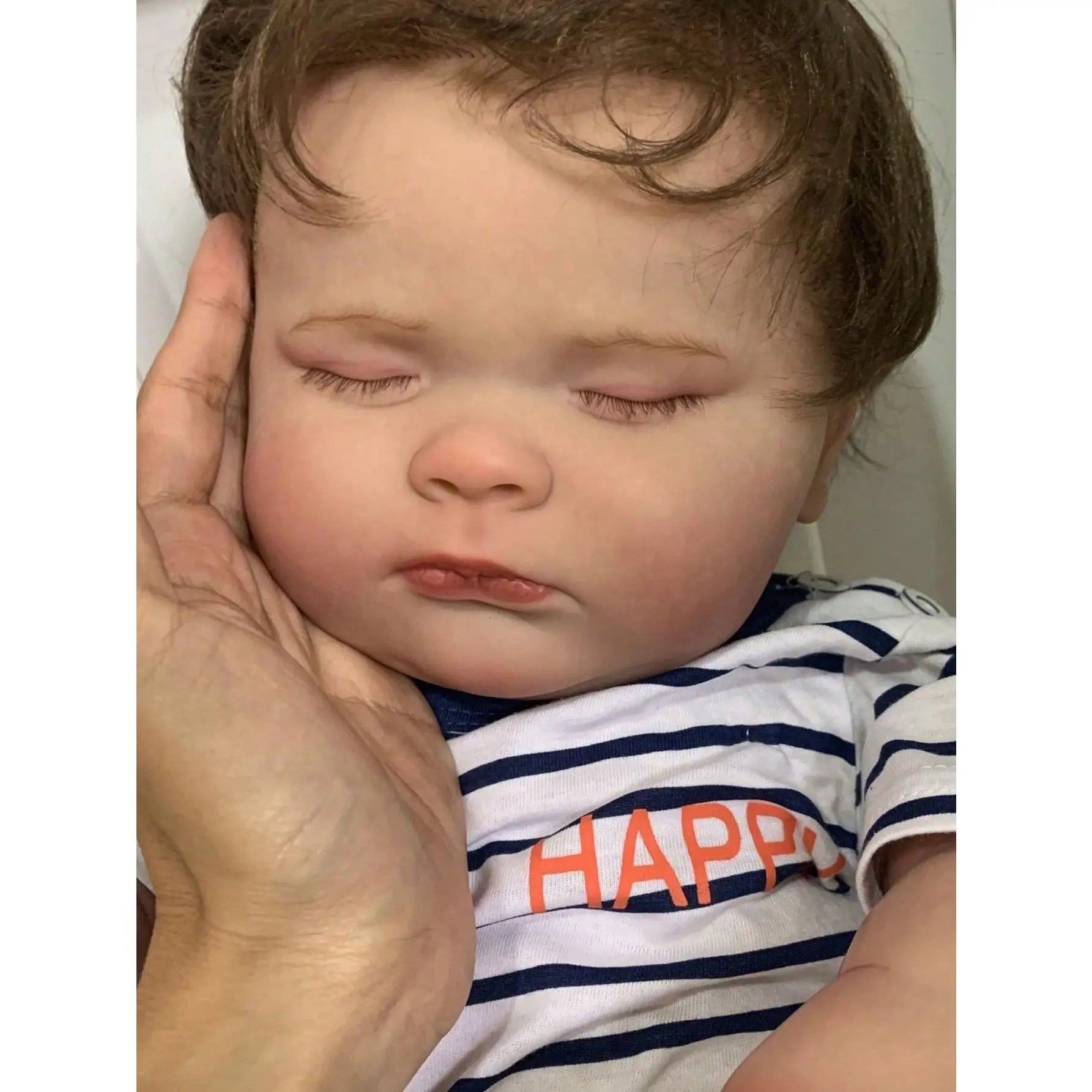 GUESSBELLY 60cm 24inch Realistic Soft Vinyl Reborn Sleeping Boy Baby Doll With Hand-Painted 3D Skin And Veins Cute Dress Up Toy Child Birthday Gift (Some Parts Random)