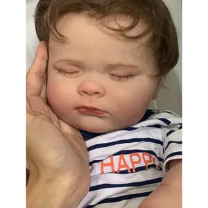 GUESSBELLY 60cm 24inch Realistic Soft Vinyl Reborn Sleeping Boy Baby Doll With Hand-Painted 3D Skin And Veins Cute Dress Up Toy Child Birthday Gift (Some Parts Random)