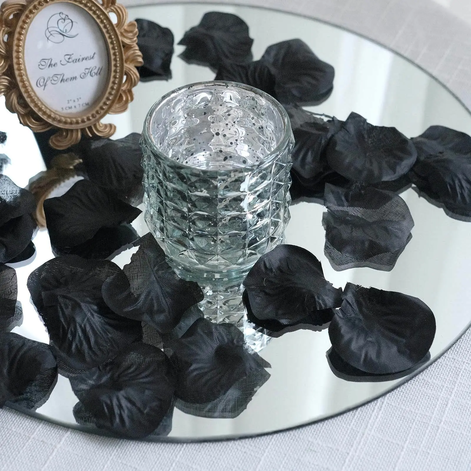 500-Pack Black Round Shape Silk Rose Petals Confetti - DIY Decoration, Party Decor, Favor Making Table Scatters for Home & Festive Supplies