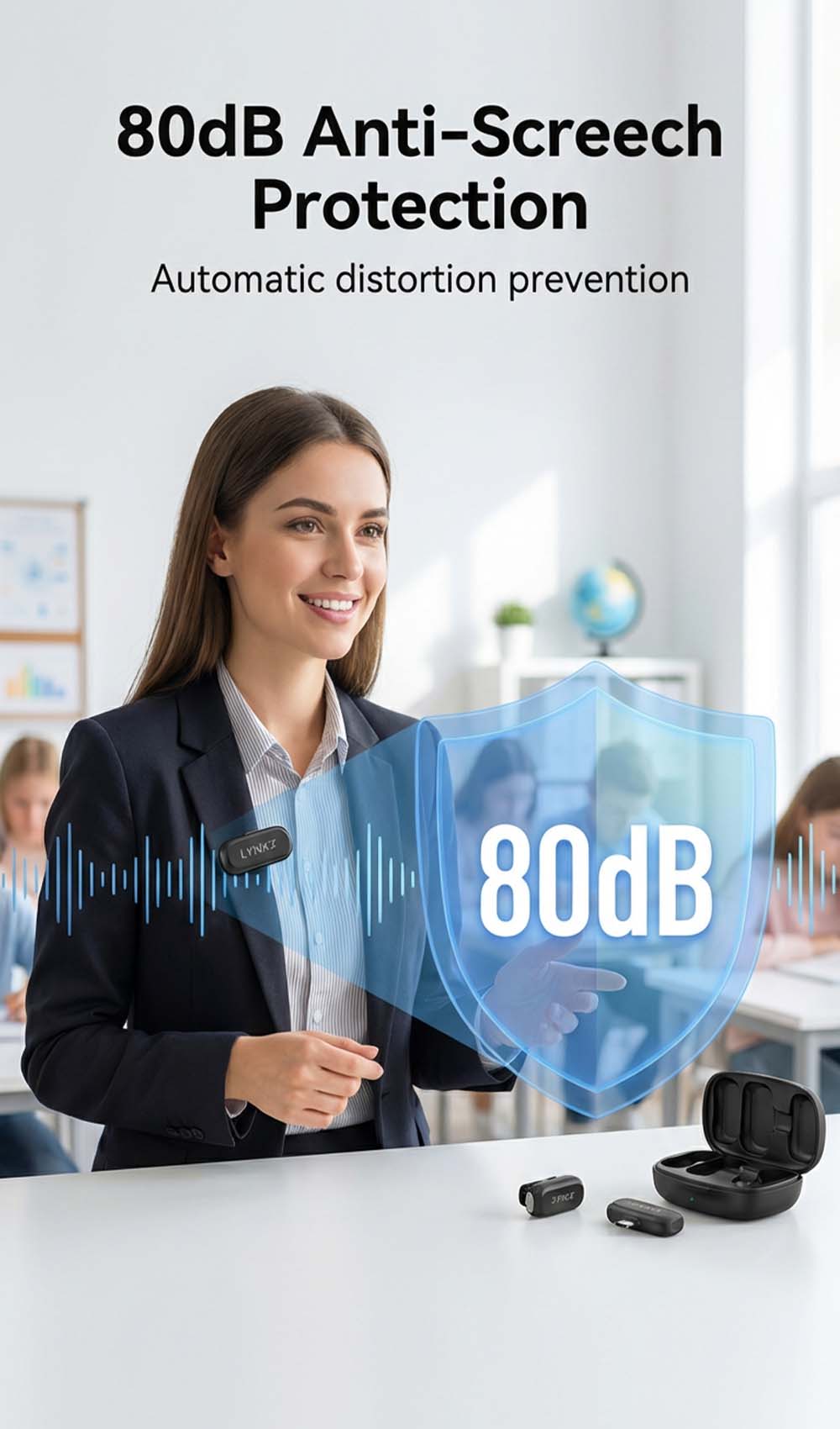 LYNXZ A8 Wireless Mini Mic | 2TX+USB-C | Magnetic | 48kHz/24bit | For iPhone 17/16/15 & Android | Vlog Podcast Streaming