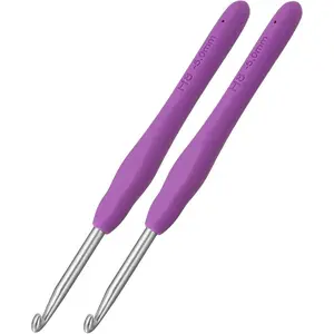 2PcsSize H / 5.0mm Crochet Hooks, Ergonomic Crochet Hook for Arthritis and Beginners, Extra Long, Smooth, Comfortable (Size H / 5.0mm)