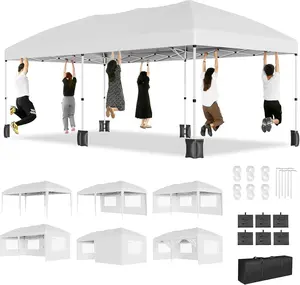 Pop Up Canopy Tent 10x20FT with 6 Sidewalls - Heavy Duty Waterproof Commercial Event Gazebo, Adjustable Height Outdoor Party Shelter, Storage Bag