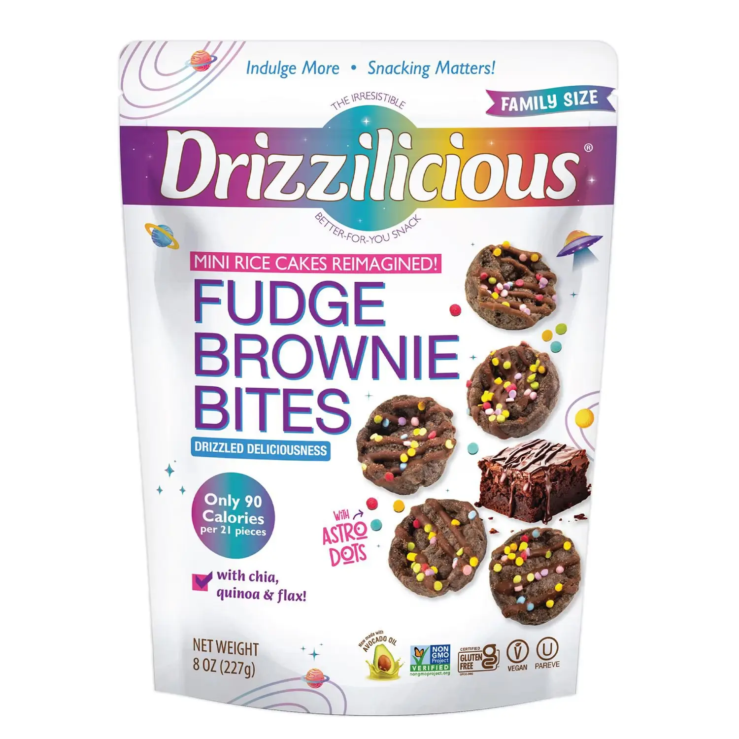 Drizzilicious Fudge Brownie-Flavored Mini Rice Cakes, 8 oz. Snack Cakes & Pastries Treat