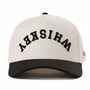 Whiskey Upside Down A-Frame Snapback Hat (Off-White / Black)