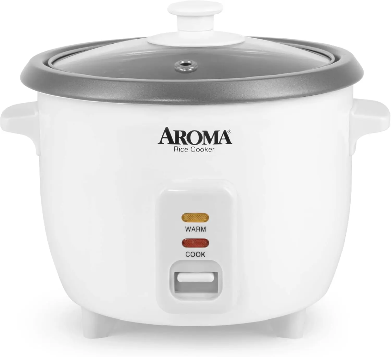 AROMA 6-Cup Rice Cooker & Food Steamer with Bonded Granite Nonstick Ceramic & Pop-Up Steam Tray - White