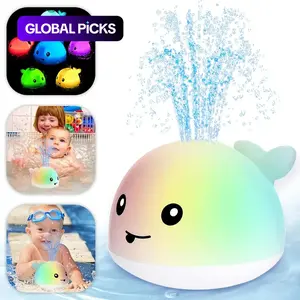 Whale Water Spray Toy, Bath Toys for Kids, Bath Time Fun, Light Up Pool Fountain Toy, Pool Toy Sprinkler, Christmas Birthday Versatile Gift For Baby Toddler Kids, Electric Mini Whale Water Toy with Colorful Lights, Requires 3 Aaa Batteries Not Included