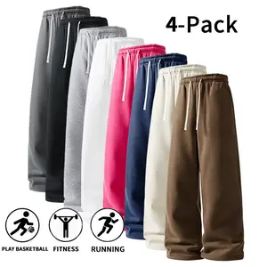 4-Pack Fall & Winter Styles Ultra-Soft Wide-Leg Sweatpants | Breathable athletic pants for basketball, running, and gym (optional 4-pack and 2-pack)