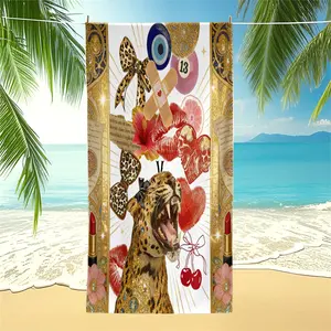 Trendy Leopard Print Beach Towel, Absorbent Quick Dry Breathable Durable for Men Women, Perfect for Swimming Camping Surfing, Ideal Gift for Leopard Print Lovers