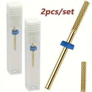 Gold-colored nail-shaped drill bit - odorless, highly suitable for manicure and pedicure use, can replace electric file heads