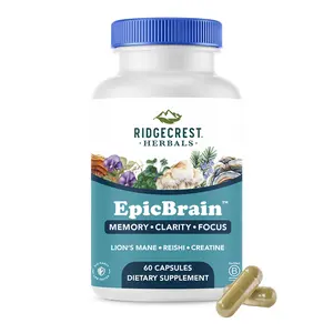 RidgeCrest Herbals EpicBrain Daily Nootropic Supplement, Natural Focus and Cognitive Support Formula (60 Capsules)