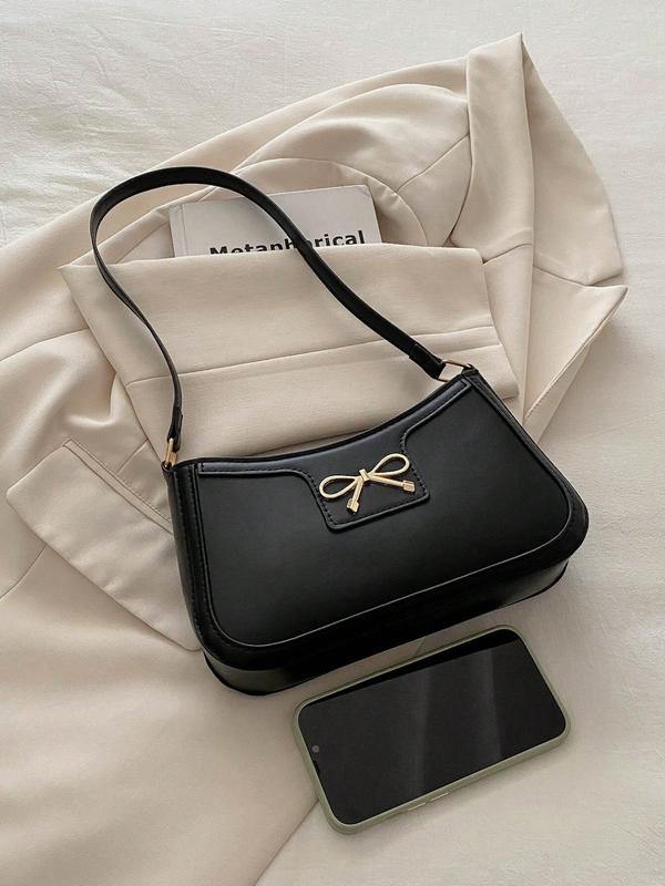 Women's Cute Half-Moon Bow Cherry Shoulder Bag, Fashion Casual Style, Plain Design, Suitable for All Seasons, Elegant Look, Half Moon Purse