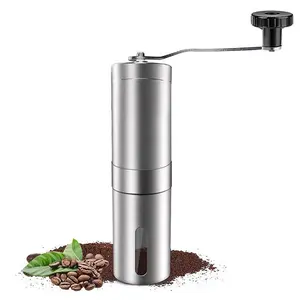 Portable Manual Coffee Grinder Professional Ceramic Burr Stainless Steel Adjustable Grind Hand Crank Mill for Home/Commercial Use Anti-Slip Durable Design