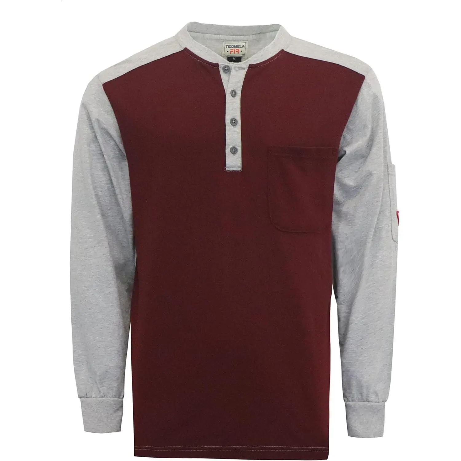 TICOMELA FR T Shirt Flame Resistant Shirt 5.5oz 100% Cotton Light Weight Workwear Men's Long Sleeve Henley Shirts