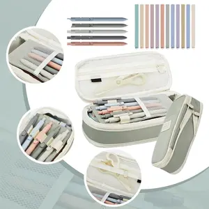 18 Set Aesthetic Bible Study Supplies Include Big Capacity Pen Bag with Zipper 12 Pcs Chisel Tip Bible Highlighters 5 Pcs Quick Dry Retractable Black Ink Pens for Office classroom  supplies storage storage gift